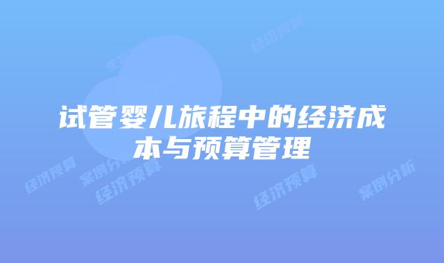 试管婴儿旅程中的经济成本与预算管理