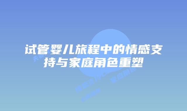 试管婴儿旅程中的情感支持与家庭角色重塑