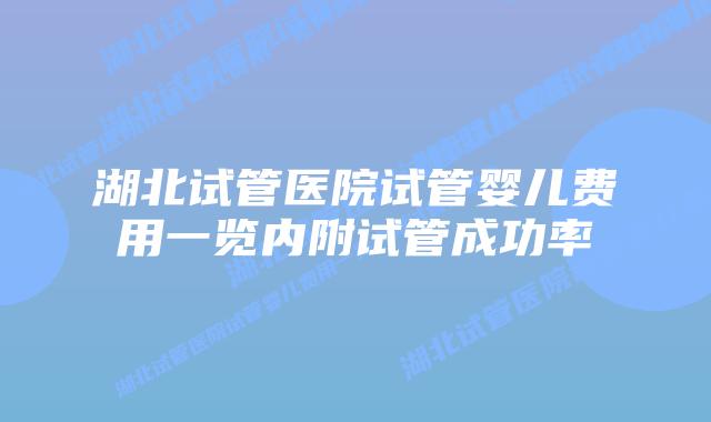 湖北试管医院试管婴儿费用一览内附试管成功率