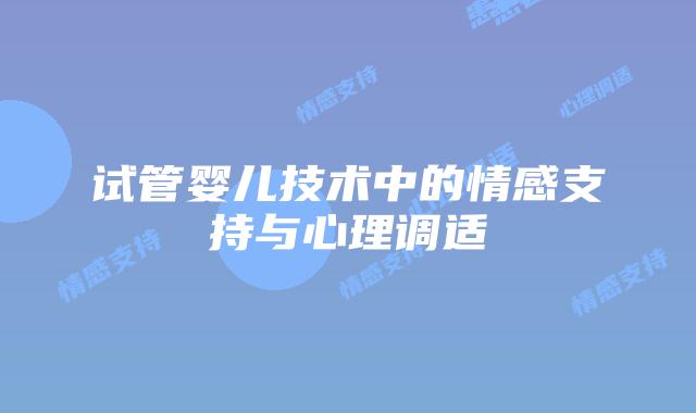 试管婴儿技术中的情感支持与心理调适