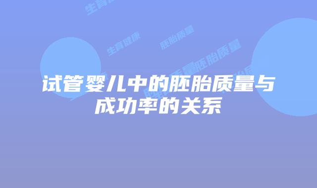 试管婴儿中的胚胎质量与成功率的关系