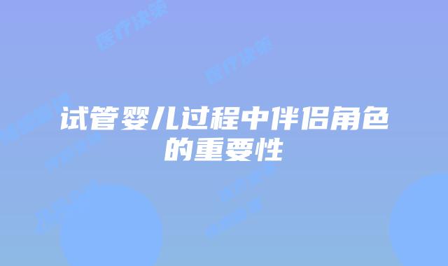 试管婴儿过程中伴侣角色的重要性