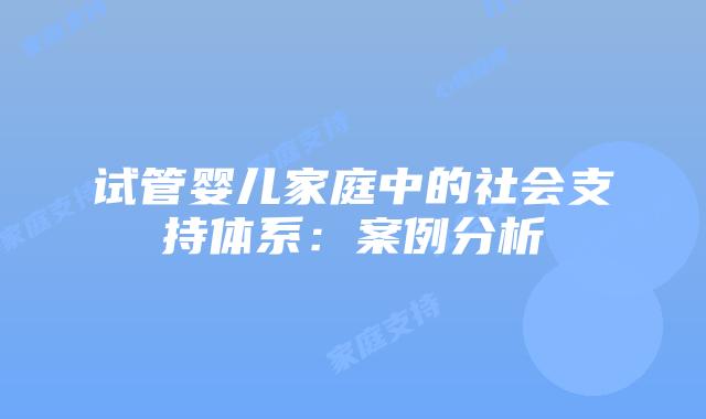 试管婴儿家庭中的社会支持体系：案例分析