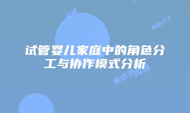 试管婴儿家庭中的角色分工与协作模式分析