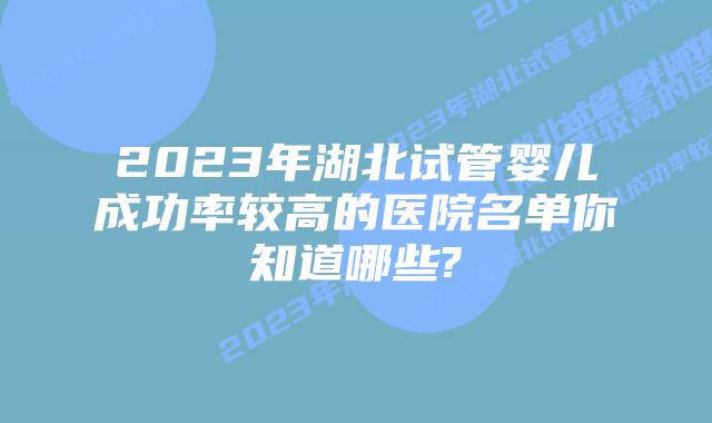 2023年湖北试管婴儿成功率较高的医院名单你知道哪些?
