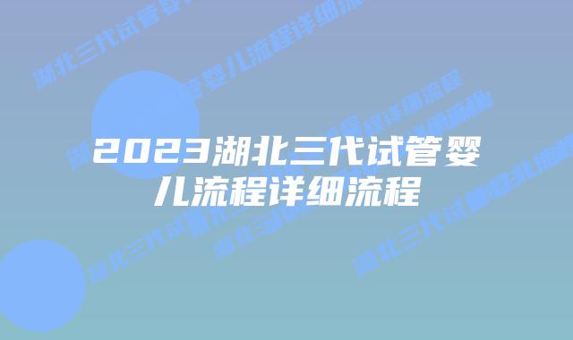 2023湖北三代试管婴儿流程详细流程