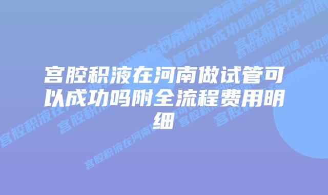 宫腔积液在河南做试管可以成功吗附全流程费用明细