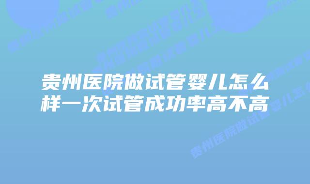 贵州医院做试管婴儿怎么样一次试管成功率高不高