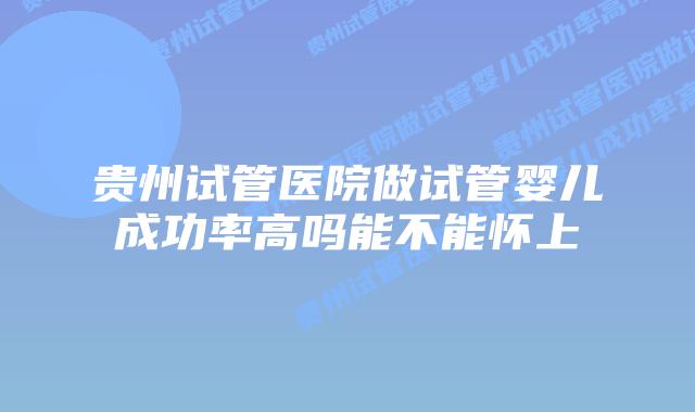 贵州试管医院做试管婴儿成功率高吗能不能怀上
