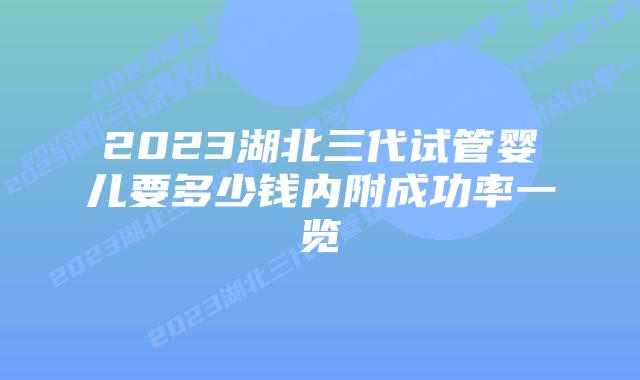 2023湖北三代试管婴儿要多少钱内附成功率一览