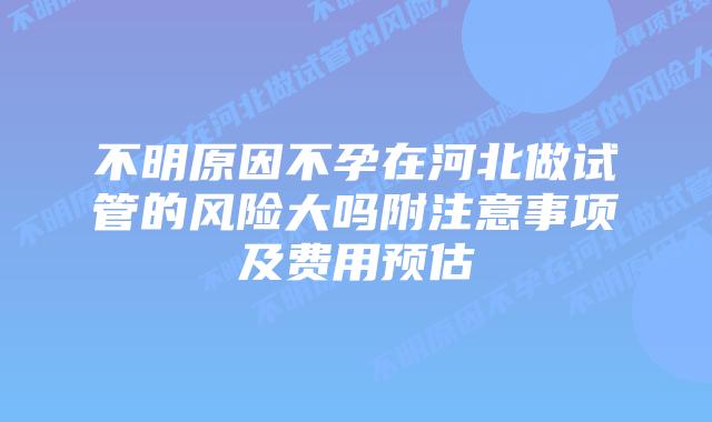 不明原因不孕在河北做试管的风险大吗附注意事项及费用预估