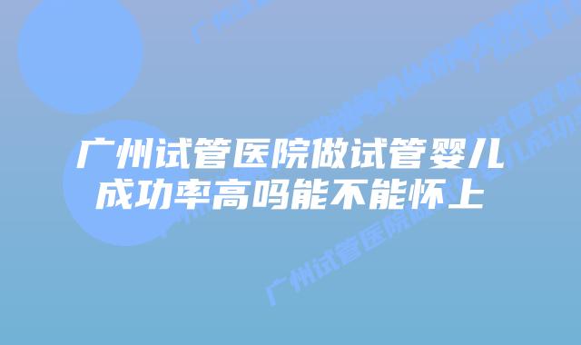 广州试管医院做试管婴儿成功率高吗能不能怀上