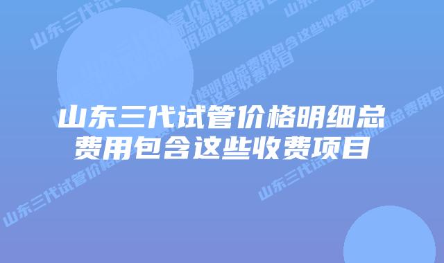 山东三代试管价格明细总费用包含这些收费项目
