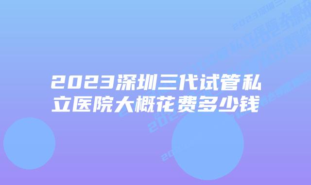 2023深圳三代试管私立医院大概花费多少钱