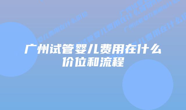 广州试管婴儿费用在什么价位和流程
