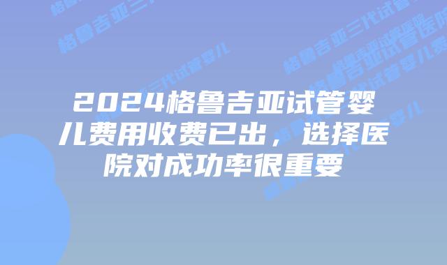2024格鲁吉亚试管婴儿费用收费已出，选择医院对成功率很重要