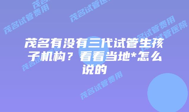 茂名有没有三代试管生孩子机构？看看当地*怎么说的