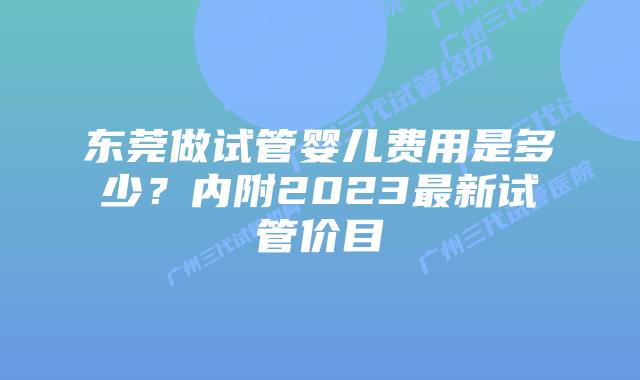 东莞做试管婴儿费用是多少？内附2023最新试管价目