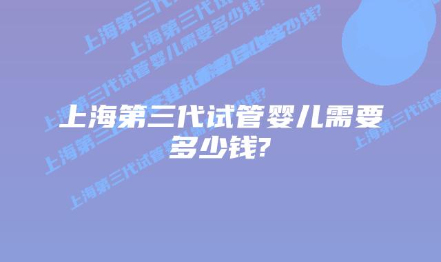 上海第三代试管婴儿需要多少钱?