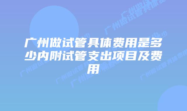 广州做试管具体费用是多少内附试管支出项目及费用