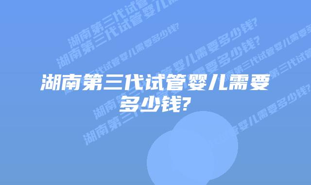 湖南第三代试管婴儿需要多少钱?