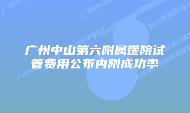 广州中山第六附属医院试管费用公布内附成功率