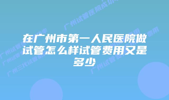 在广州市第一人民医院做试管怎么样试管费用又是多少