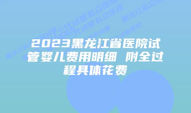 2023黑龙江省医院试管婴儿费用明细 附全过程具体花费