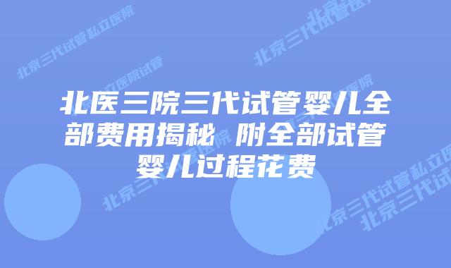 北医三院三代试管婴儿全部费用揭秘 附全部试管婴儿过程花费