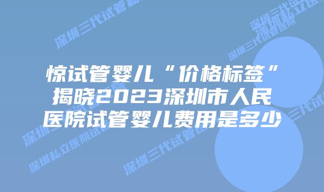 惊试管婴儿“价格标签”揭晓2023深圳市人民医院试管婴儿费用是多少