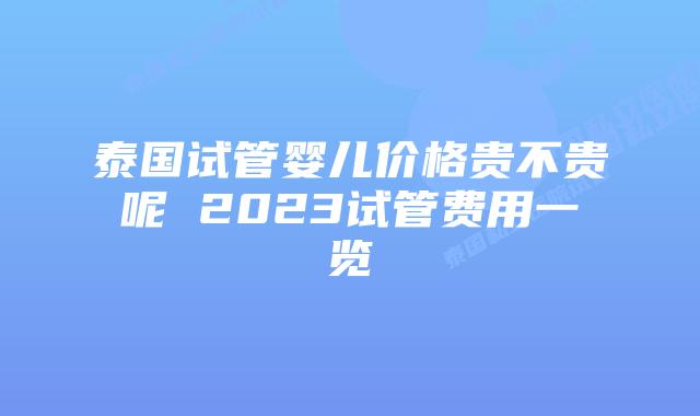 泰国试管婴儿价格贵不贵呢 2023试管费用一览