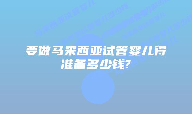 要做马来西亚试管婴儿得准备多少钱?