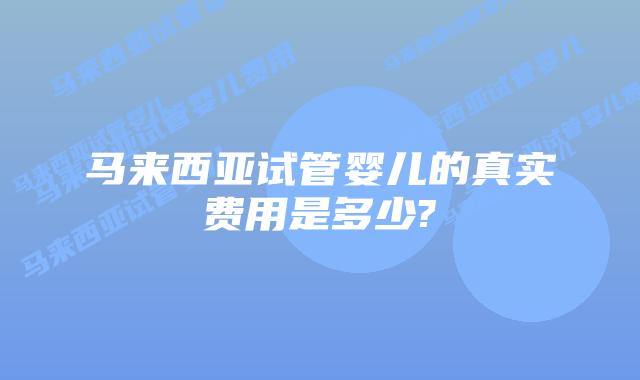 马来西亚试管婴儿的真实费用是多少?