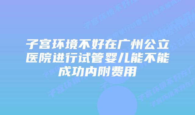子宫环境不好在广州公立医院进行试管婴儿能不能成功内附费用