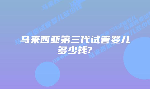 马来西亚第三代试管婴儿多少钱?