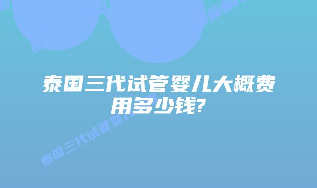 泰国三代试管婴儿大概费用多少钱?