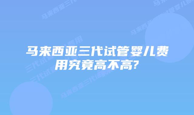 马来西亚三代试管婴儿费用究竟高不高?