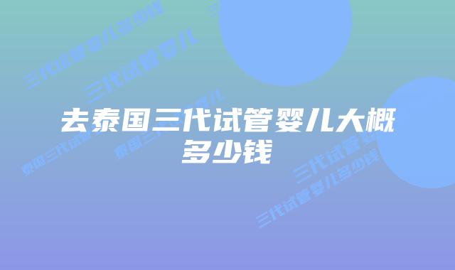 去泰国三代试管婴儿大概多少钱