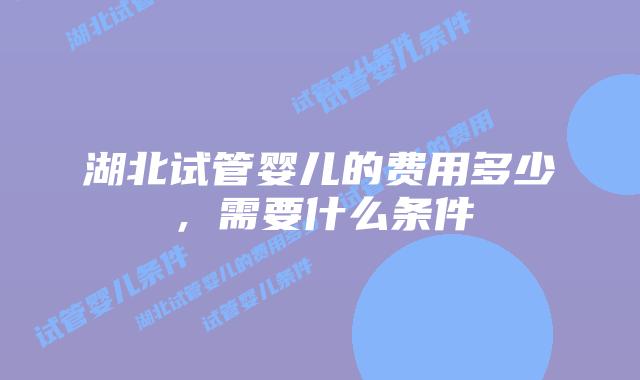 湖北试管婴儿的费用多少，需要什么条件