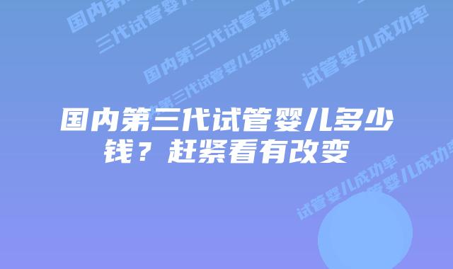 国内第三代试管婴儿多少钱?赶紧看有改变