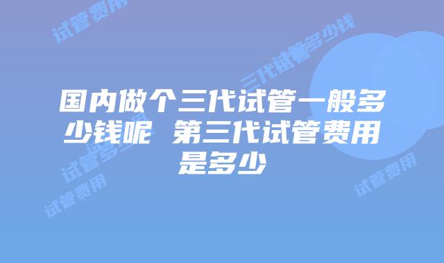 国内做个三代试管一般多少钱呢 第三代试管费用是多少