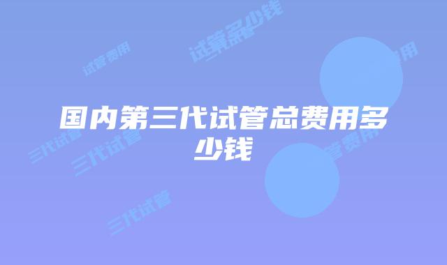 国内第三代试管总费用多少钱