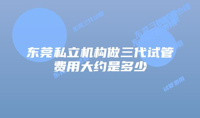 东莞私立机构做三代试管费用大约是多少