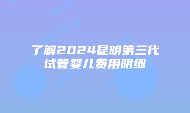 了解2024昆明第三代试管婴儿费用明细