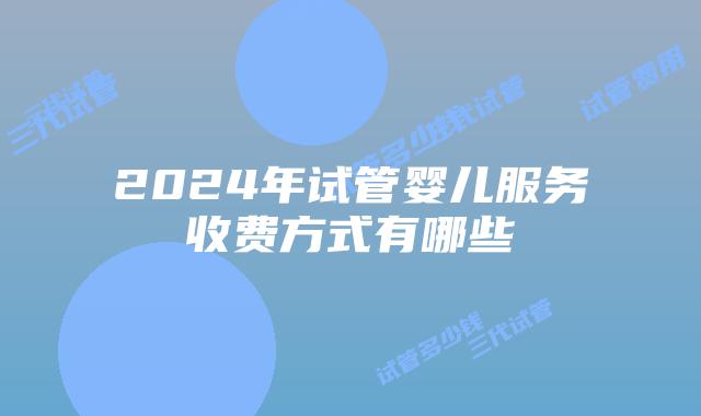2024年试管婴儿服务收费方式有哪些