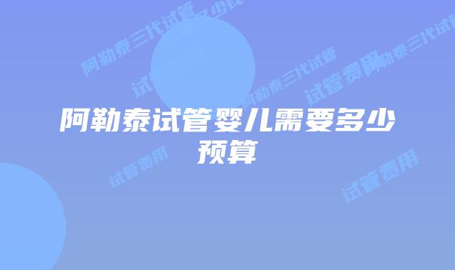 阿勒泰试管婴儿需要多少预算