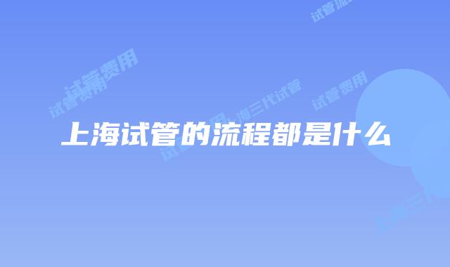 上海试管的流程都是什么