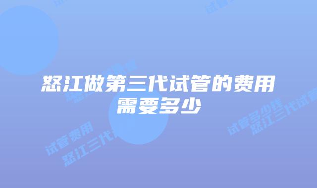 怒江做第三代试管的费用需要多少