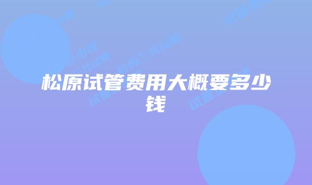 松原试管费用大概要多少钱