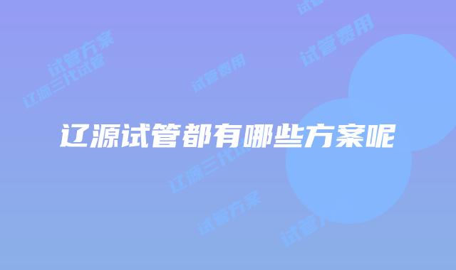 辽源试管都有哪些方案呢